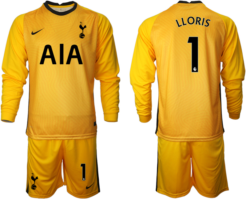 Cheap 2021 Men Tottenham Hotspur yellow goalkeeper long sleeve 1 soccer jerseys